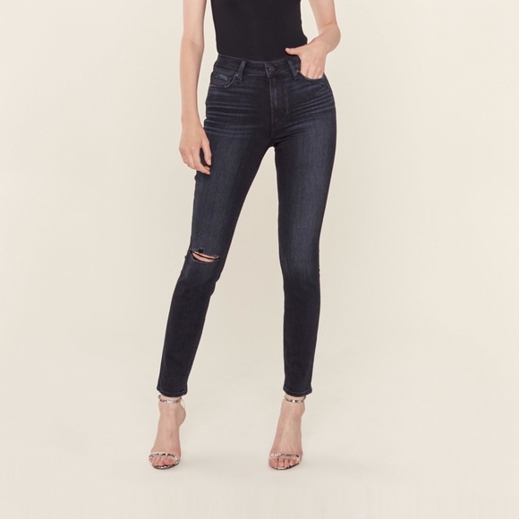 PAIGE Denim - Paige Hoxton Black Lava Destructed High Rise Ultra Skinny Jeans Size 31